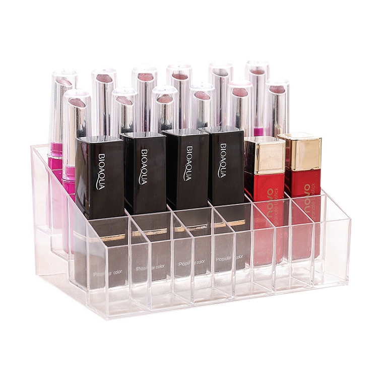 Transparent multi-grid lipstick lipstick storage box 24 grid display box Women's desktop lipstick storage box